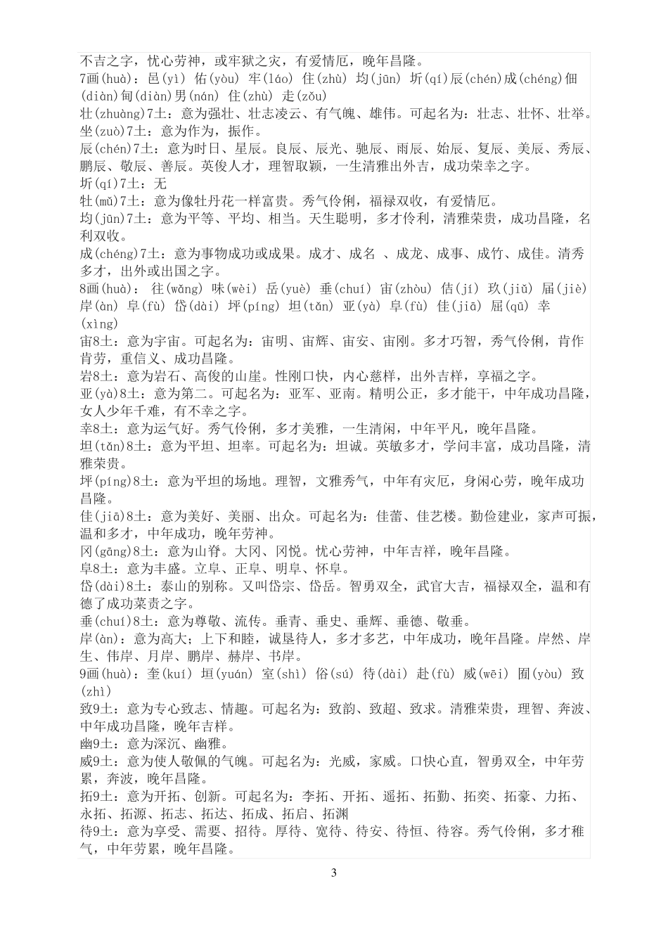 五行属土的字大全及含释义_第3页