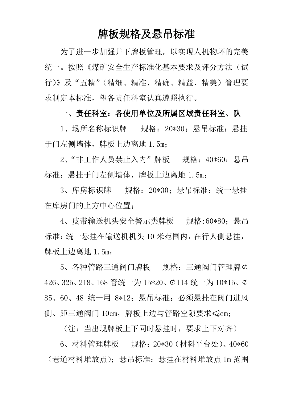 井下牌板规格及悬吊标准_第1页
