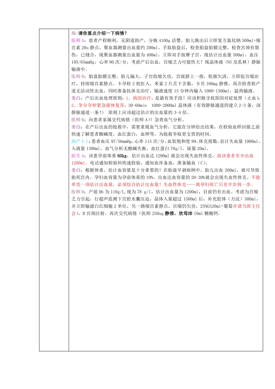 产后大出血患者时应急预案演练记录_第3页