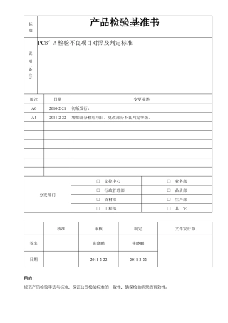 产品检验基准书
