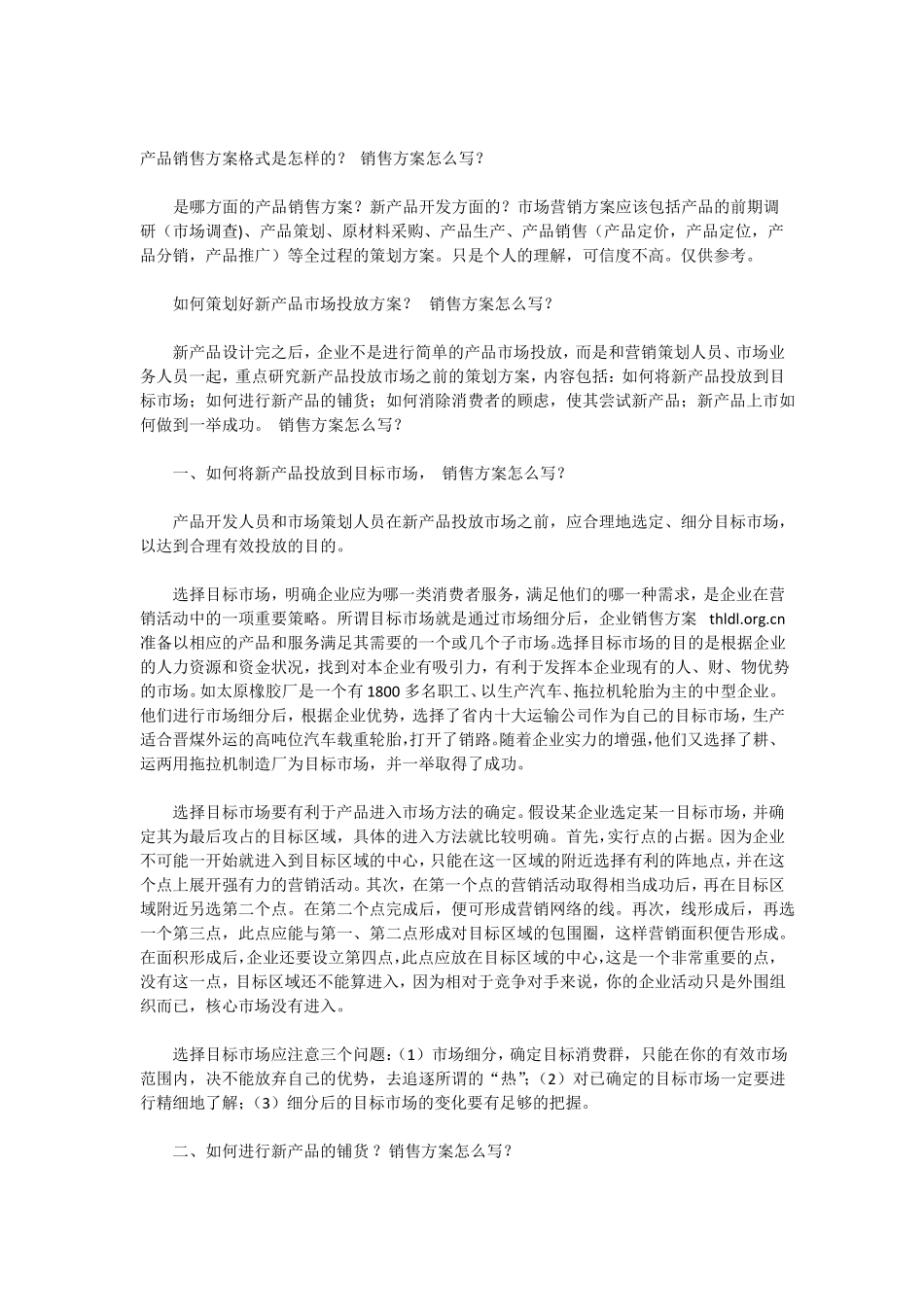 产品销售方案格式是怎样的_第1页