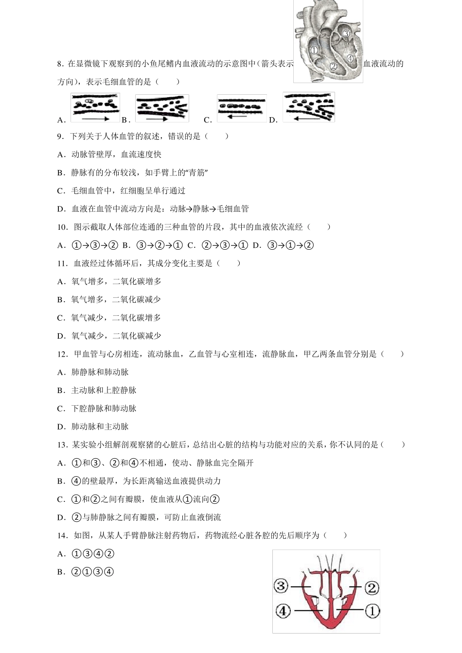 人体内物质的运输测试题含答案_第2页