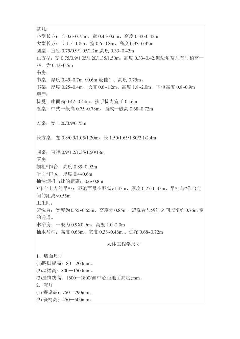 人体工程学与室内设计常用尺寸_第2页