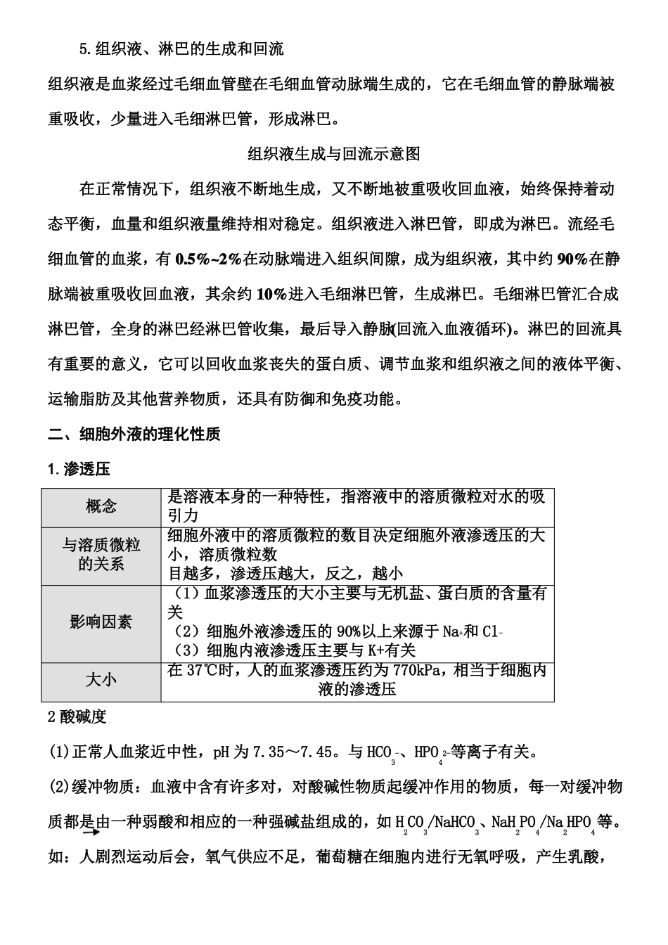 人体的内环境与稳态知识点复习_第3页