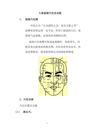 人体面部常用穴位及功效
