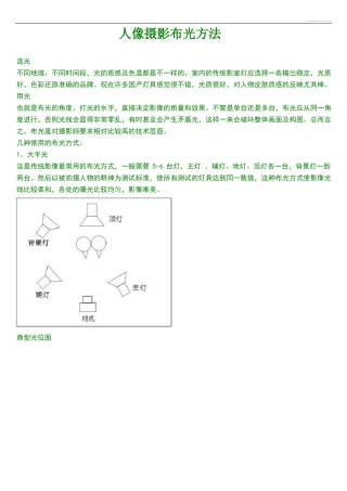 人像摄影布光方法+人像摄影三灯布光法