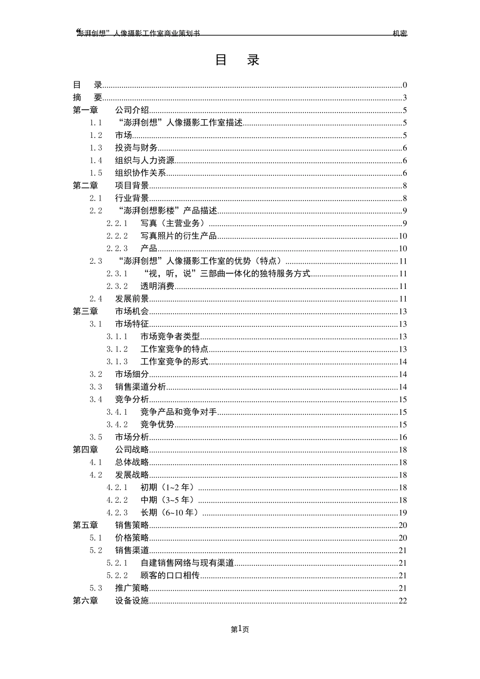人像摄影工作室商业计划书_第2页
