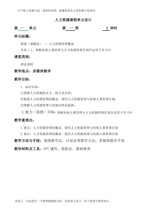 人力资源上课教案