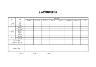 人力资源效能报告表