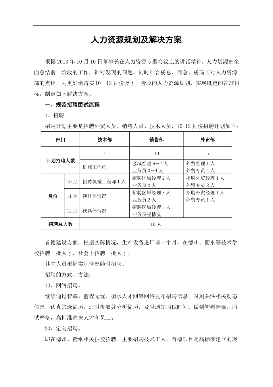 人力资源规划及解决方案_第1页