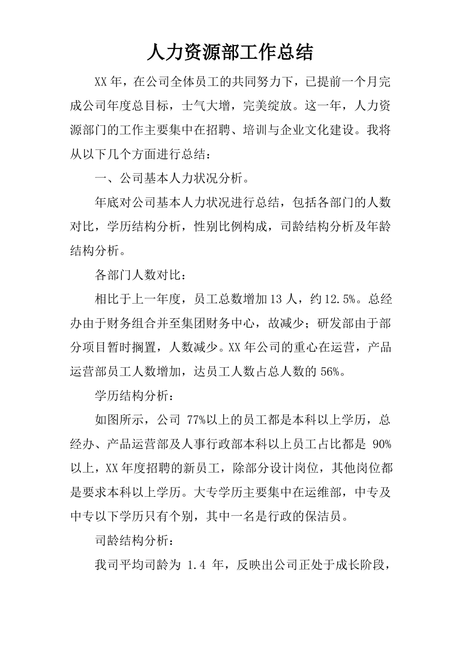 人力资源部工作总结_第1页