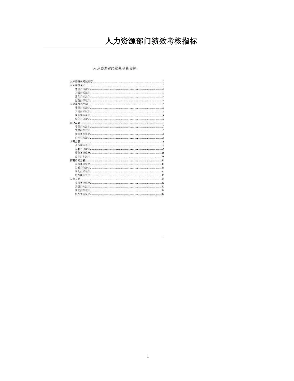 人力资源部门绩效考核指标_第1页