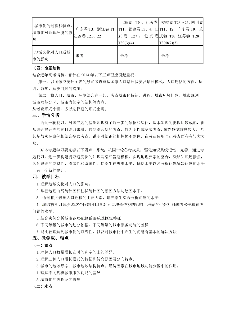 人口与城专题复习课教学设计_第3页