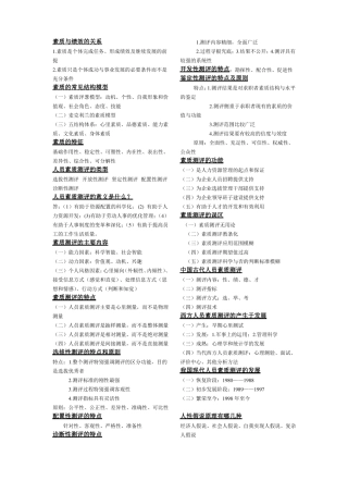 人员素质测评复习要点