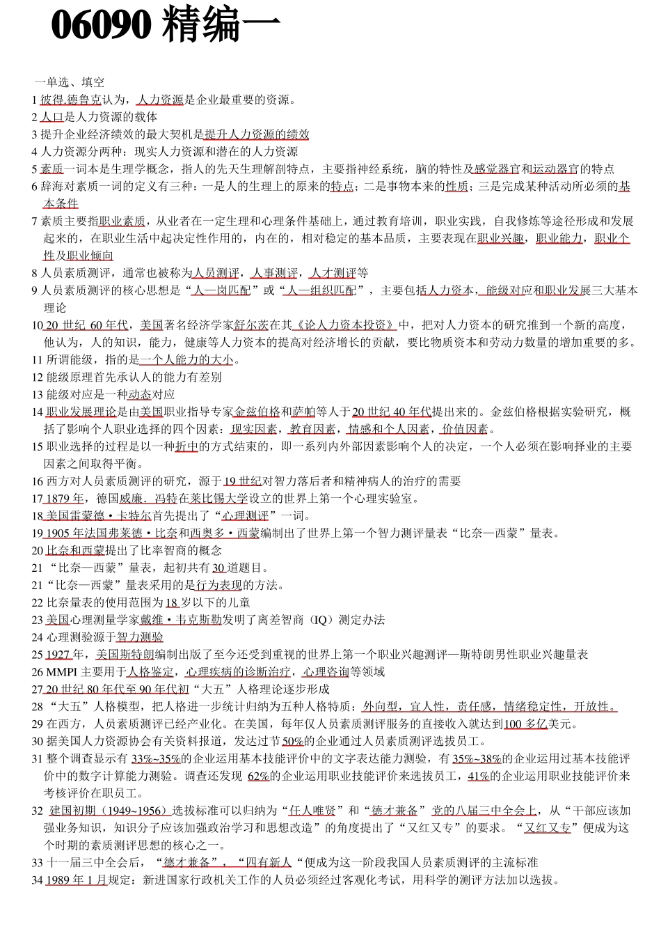 人员素质测评理论与方法必背_第1页