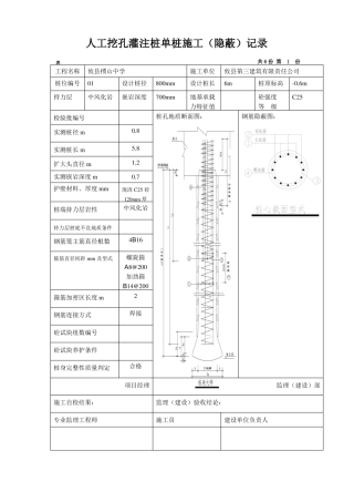 人工挖孔桩隐蔽记录