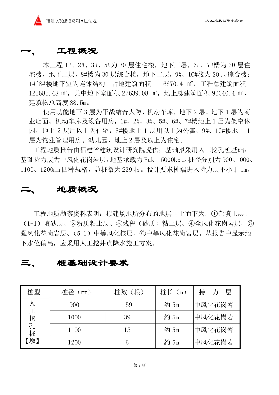 人工挖孔桩降水施工方案_第2页