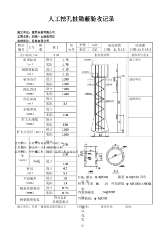 人工挖孔桩隐蔽验收记录