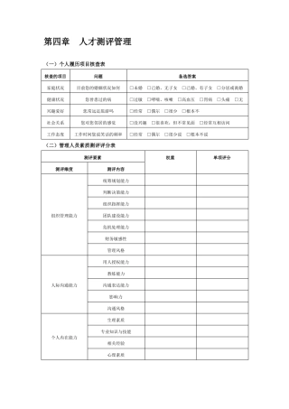 人才测评表格