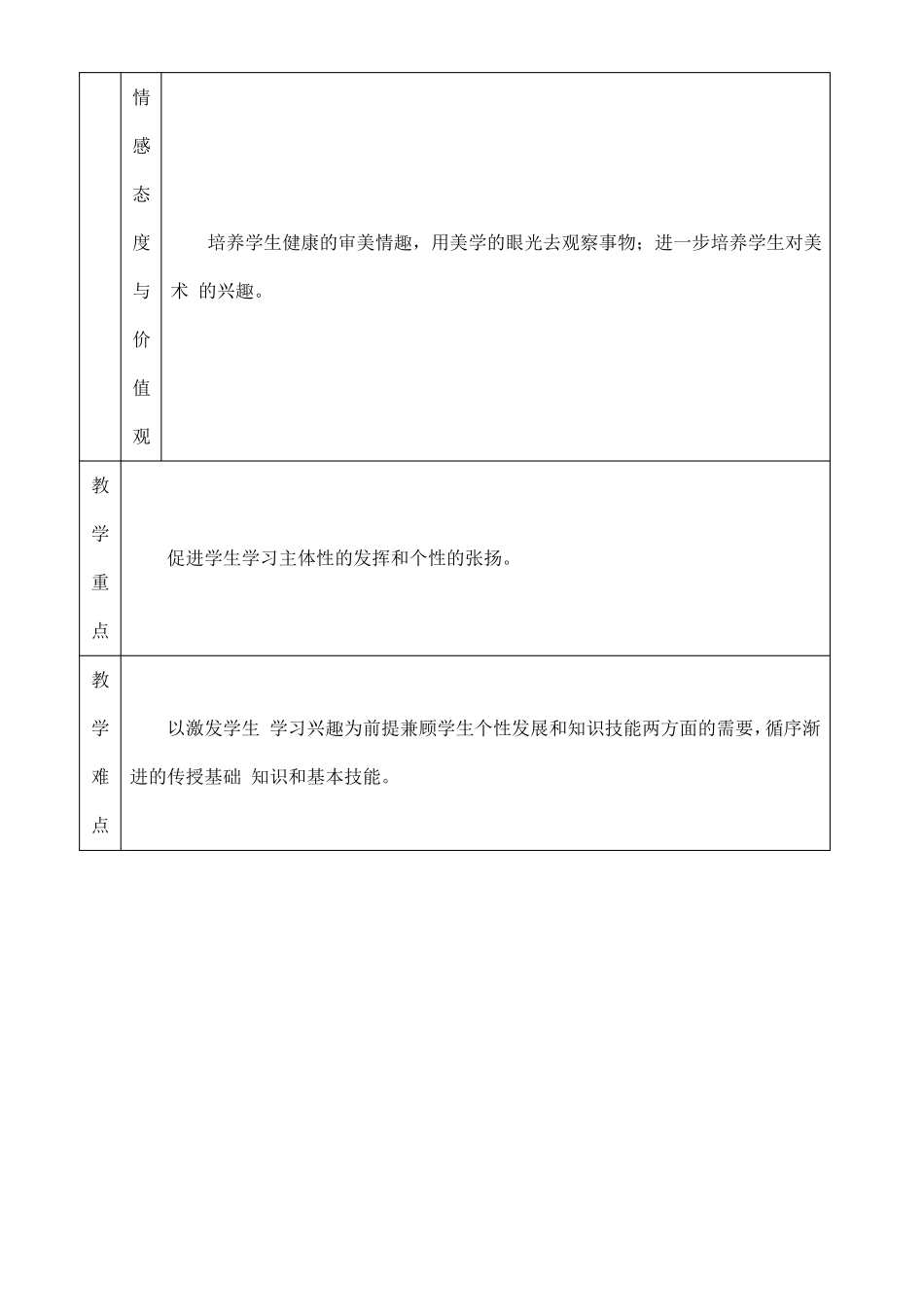 人教版一年级美术下册教案表格形式_第2页