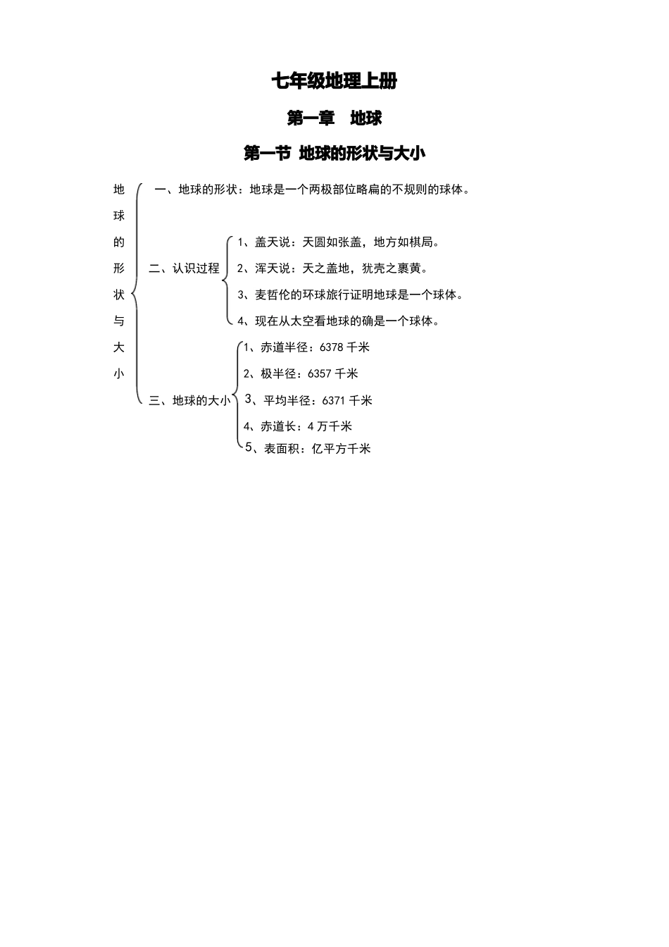 人教版七年级上册地理知识结构图_第1页