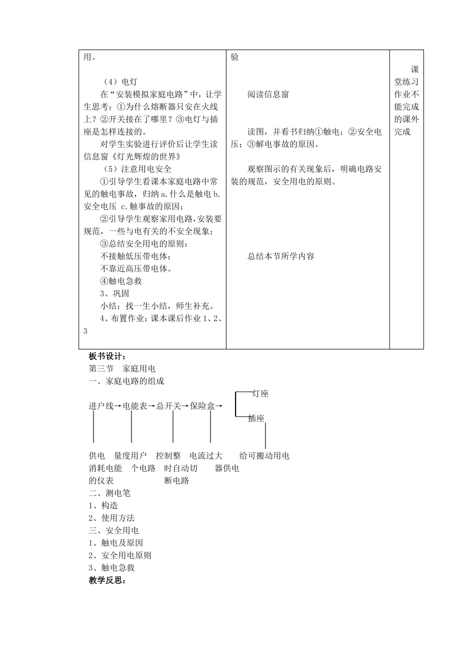 人教版九年级物理全册：第十九章家庭电路教案_第2页