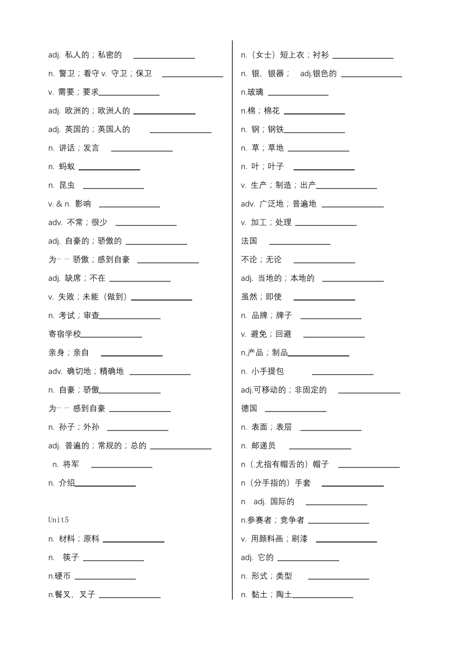 人教版九年级英语单词表默写版_第3页