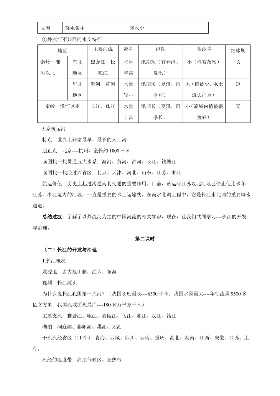 人教版八年级地理上册河流教案_第3页