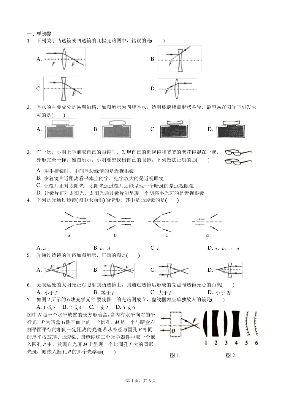 人教版凸透镜专题训练_第1页