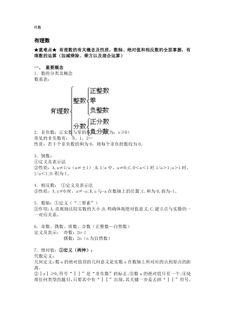 人教版初一数学重难点