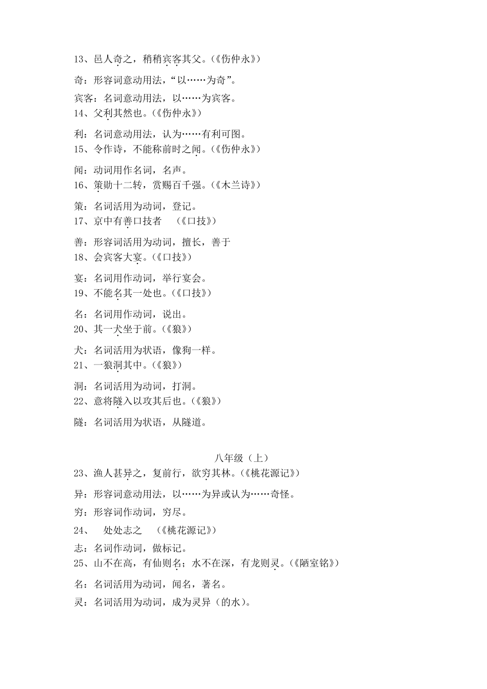 人教版初中文言文词类活用_第2页