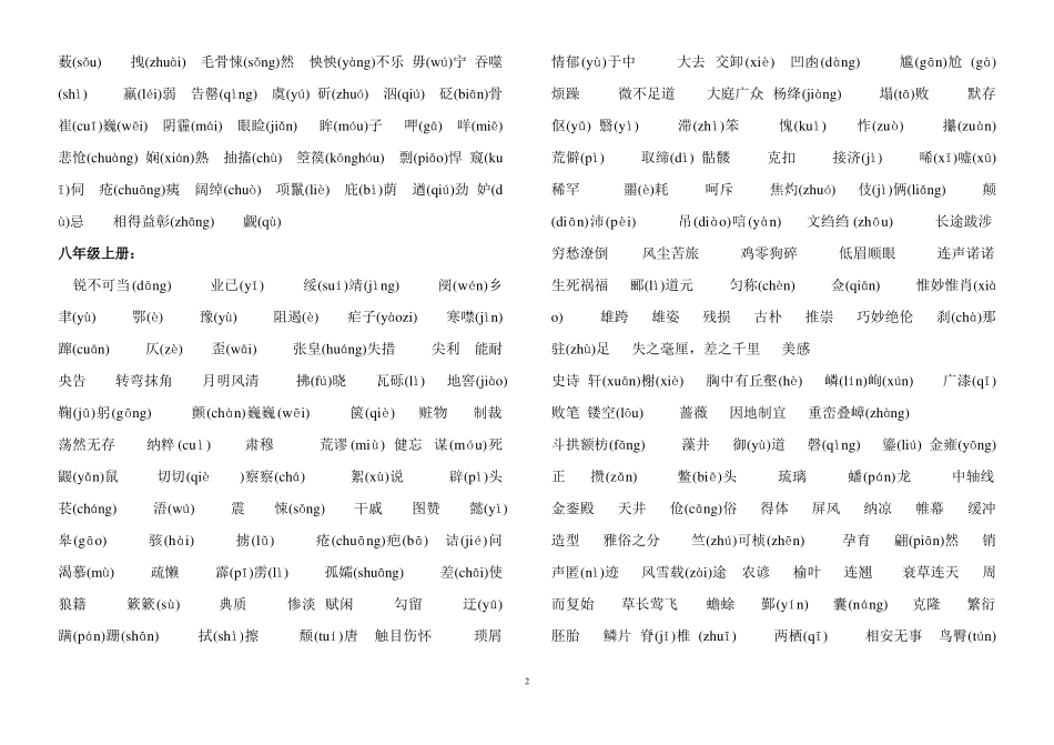 人教版初中生字词汇总详尽版_第2页