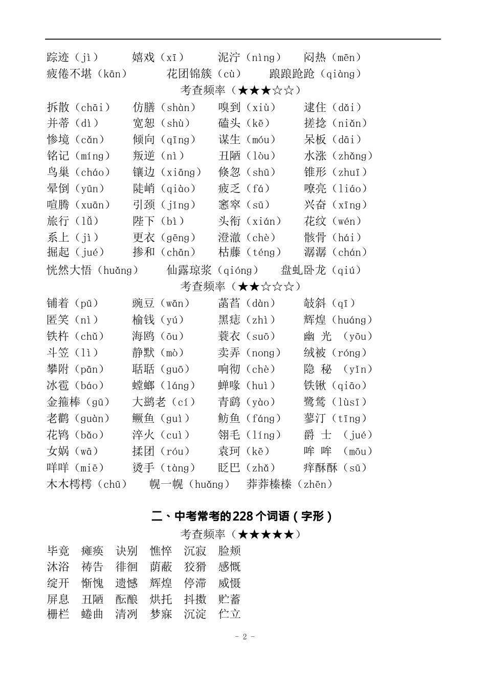 人教版初中语文易错字词汇总可编辑修改版_第2页