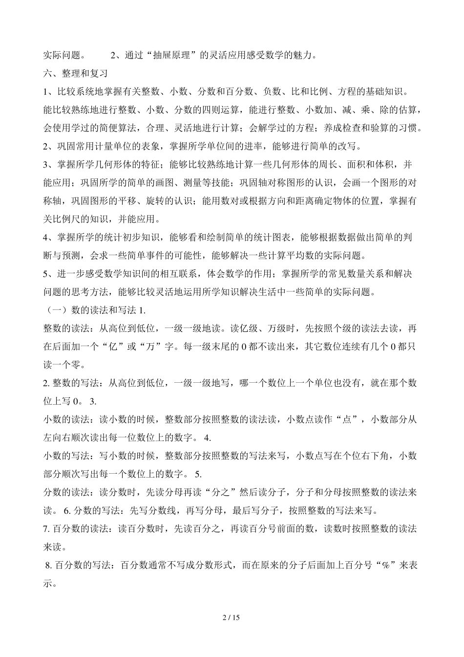 人教版小学六年级数学下册重难点知识汇总复习_第2页
