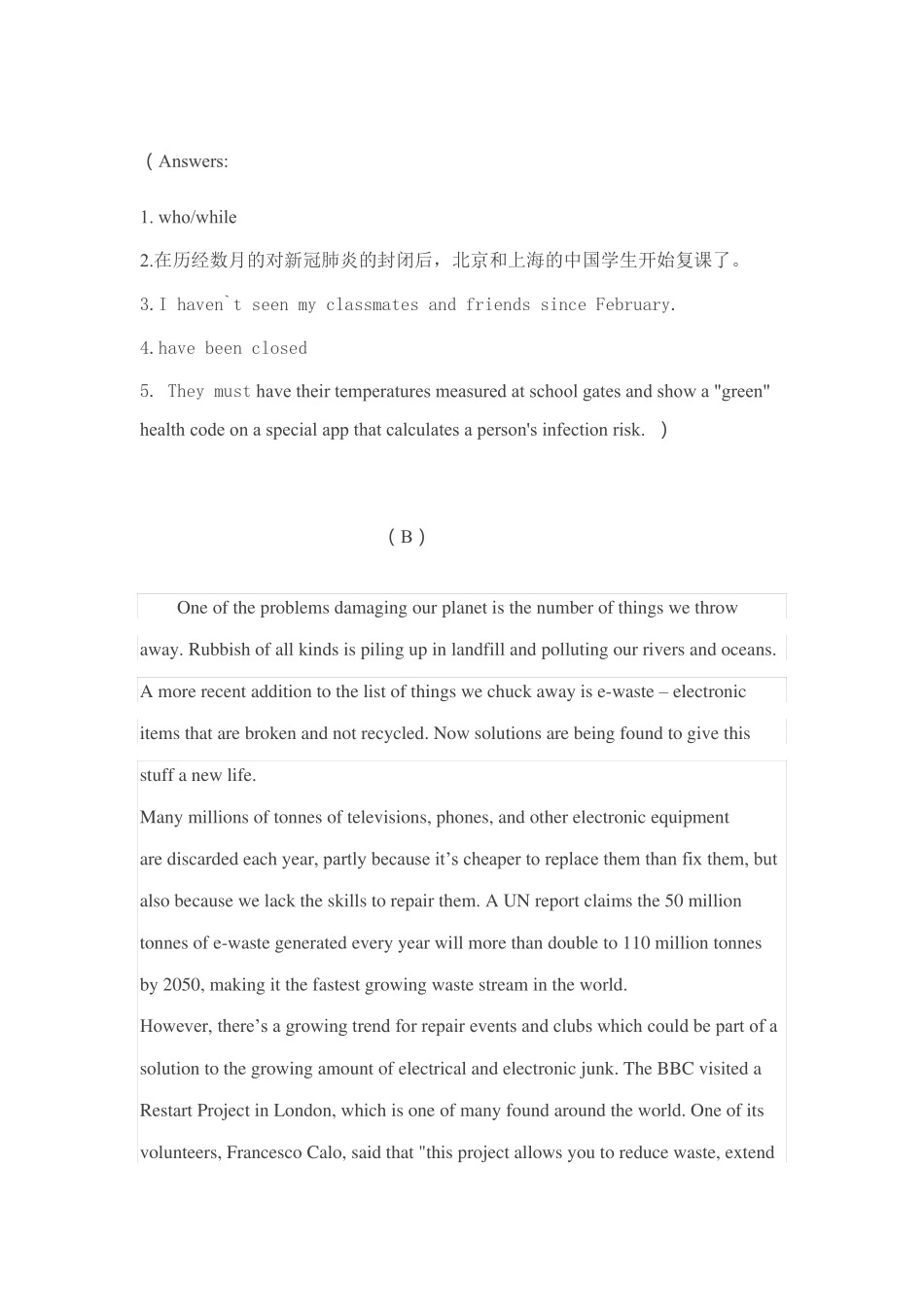人教版新目标英语2020年中考题型训练系列---阅读理解题任务型阅读包含答案_第3页