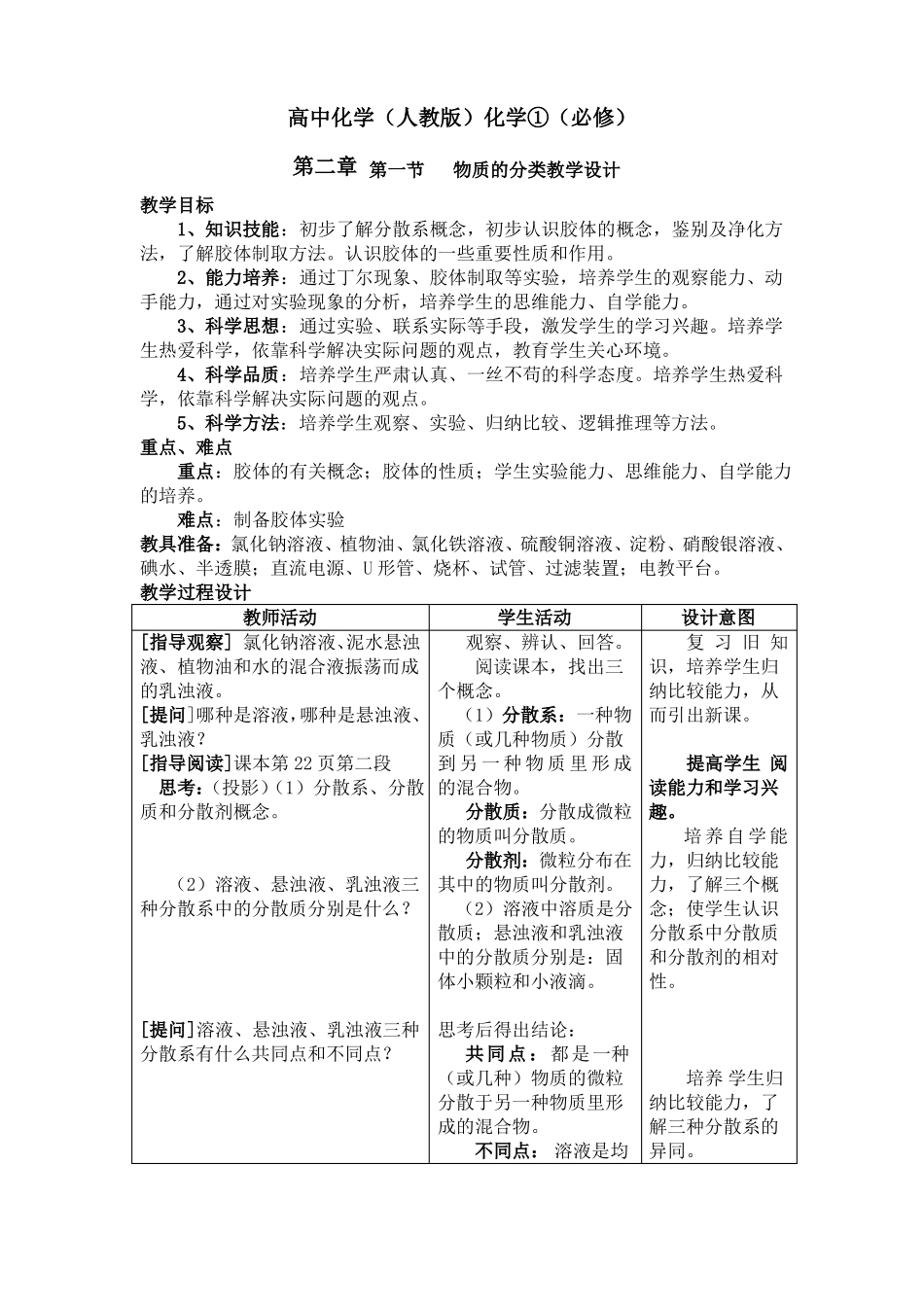 人教版高中化学必修一化学物质的分类教案_第1页