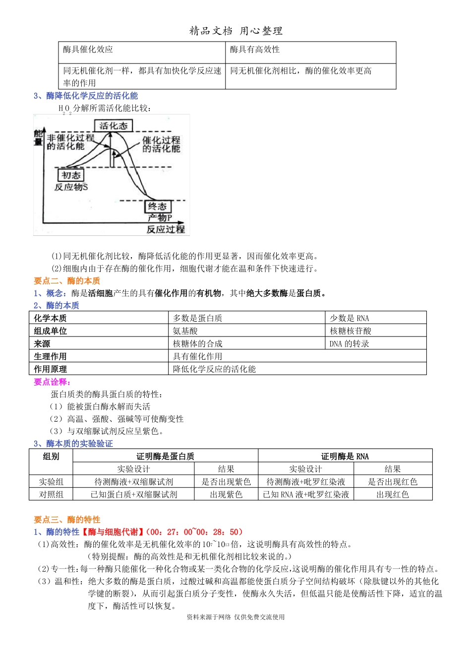 人教版高中生物必修一知识点整理及重点题型梳理_酶与细胞代谢_第2页