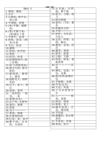 人教版高中英语必修1单词听写版