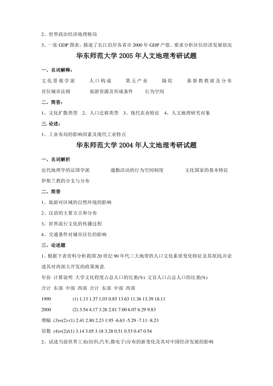 人文地理考研试题_第3页