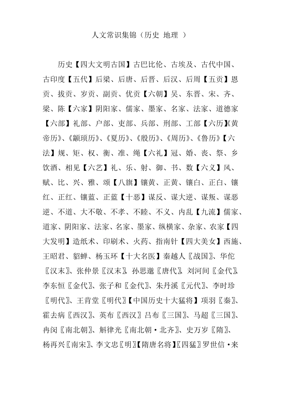 人文常识集锦历史地理_第1页