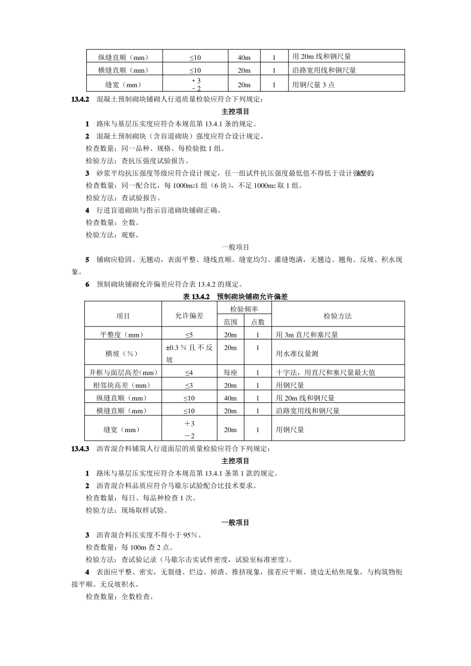 人行道铺筑及路沿石质量验收标准_第3页
