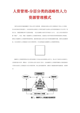 人资管理-分层分类的战略性人力资源管理模式
