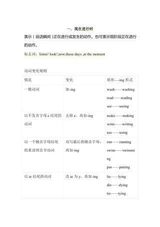 仁爱版初中英语时态整合及练习