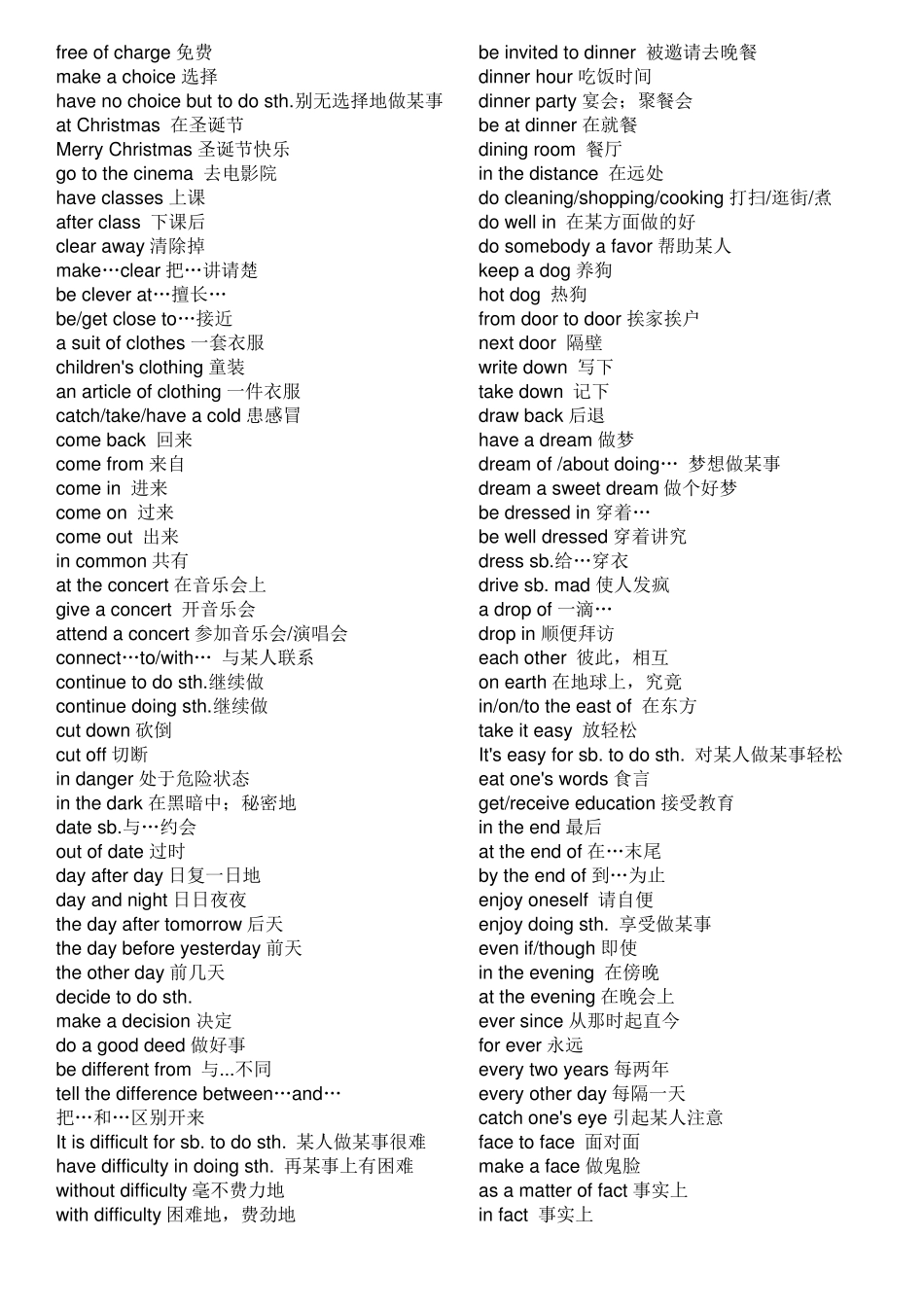仁爱版初中英语短语总结整理版_第2页