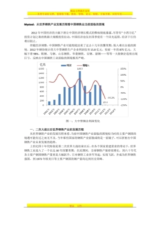 从世界钢铁产业发展历程看中国钢铁业当前面临的困境