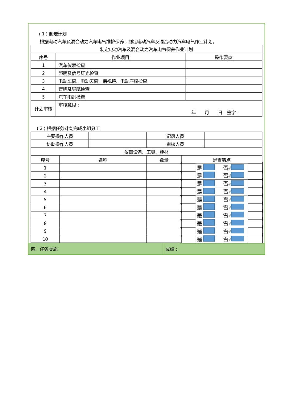任务工单8-1电动汽车及混合动力汽车电气保养计划的制定_第3页