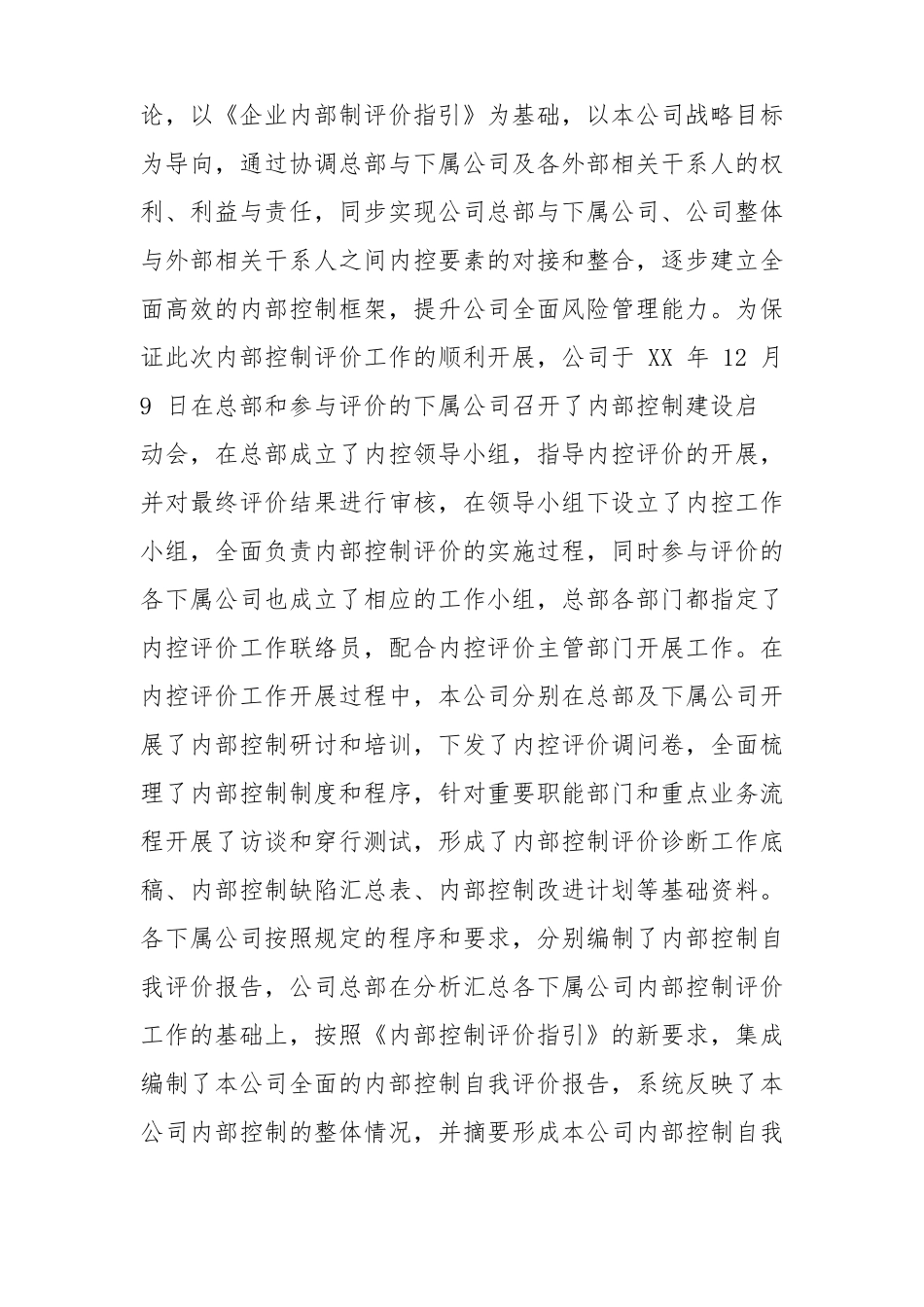 企业内部控制自我评价报告最新版_第2页