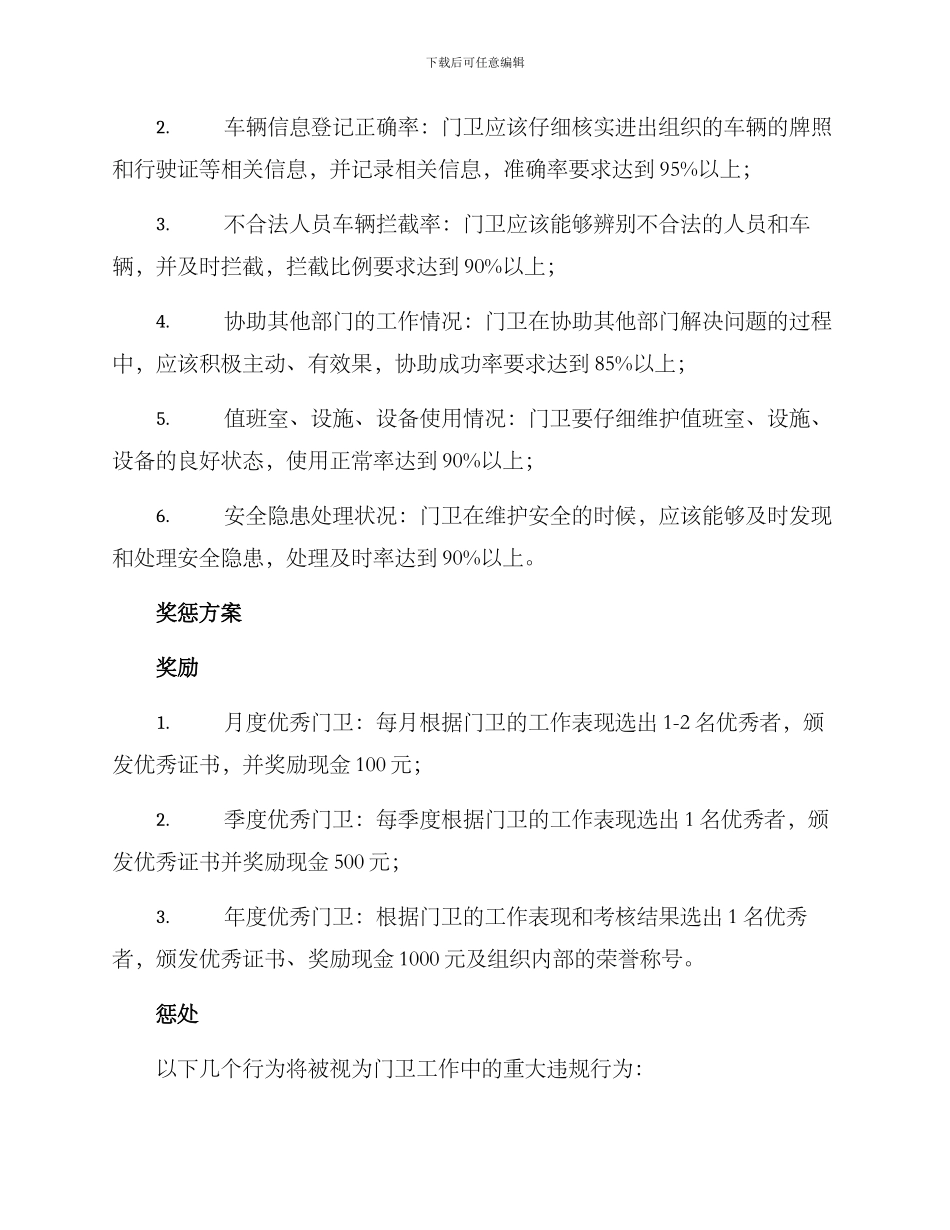 门卫考核奖惩方案_第2页