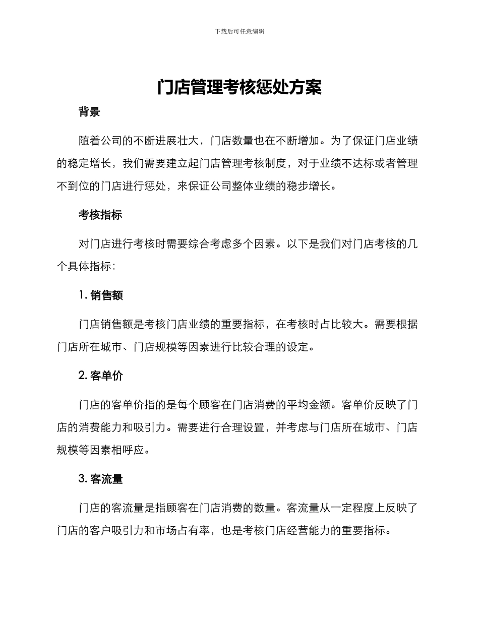 门店管理考核惩罚方案_第1页