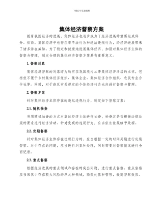 集体经济督察方案